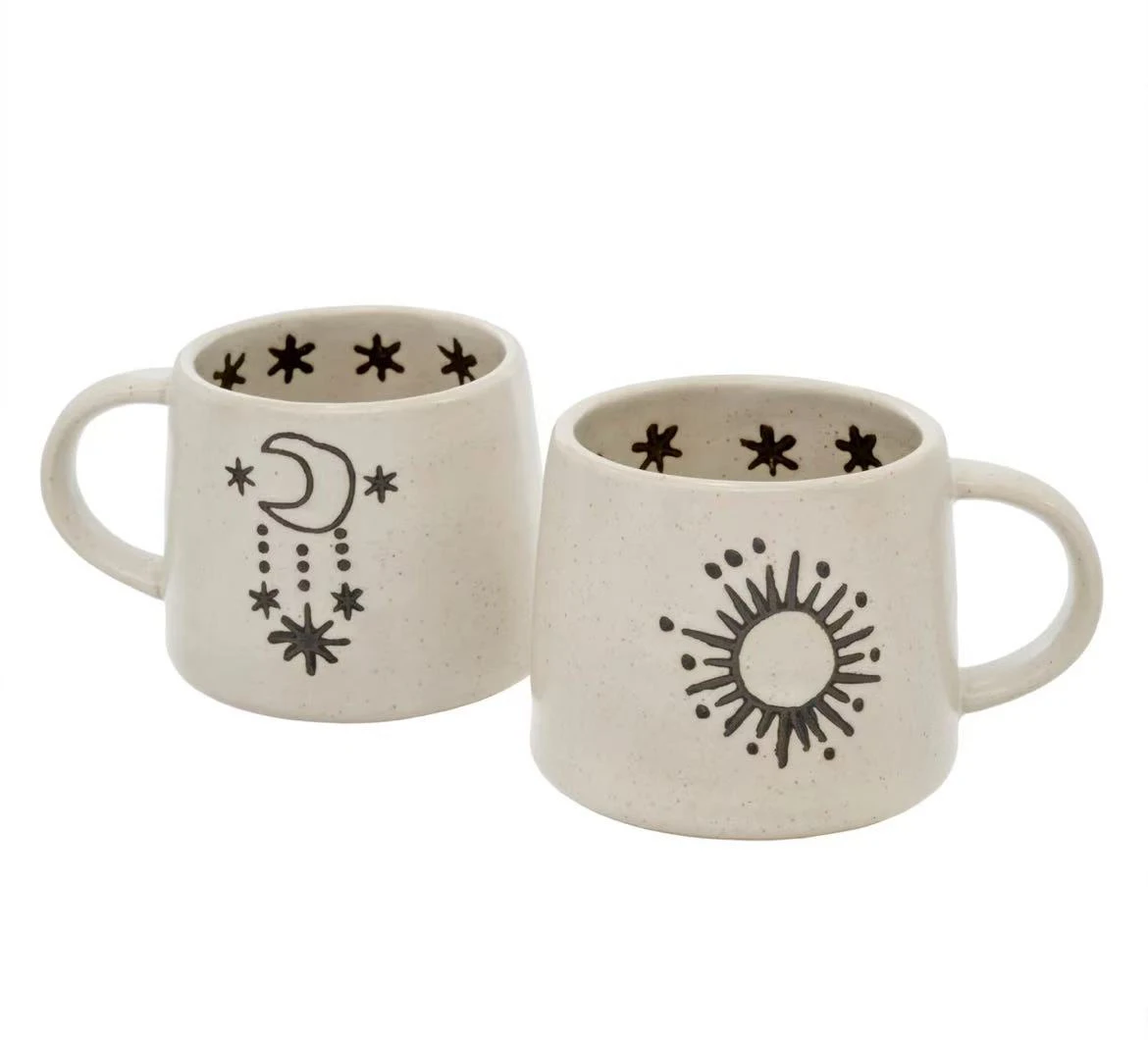 handmade-ceramic-mugs-sun-and-moon-design-traditional-hand-painting-craft-cosmopolitan-style-for-adults-301ml-400ml-capacity
