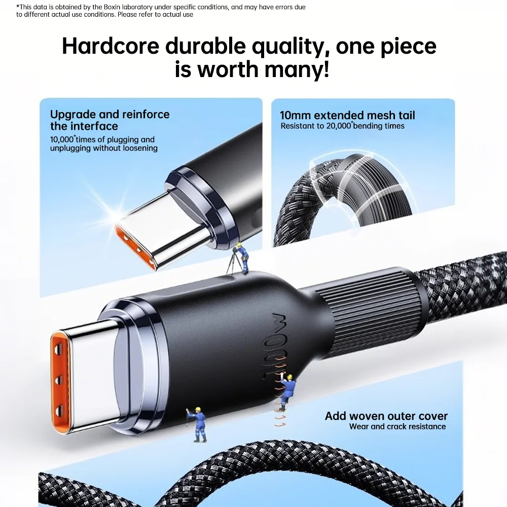 DIVI 100W USB C Cable 6A Super Fast Charging Cable Data Cord For iPhone 17 16 Samsung Xiaomi Huawei Oppo Vivo Carplay - náhled 2