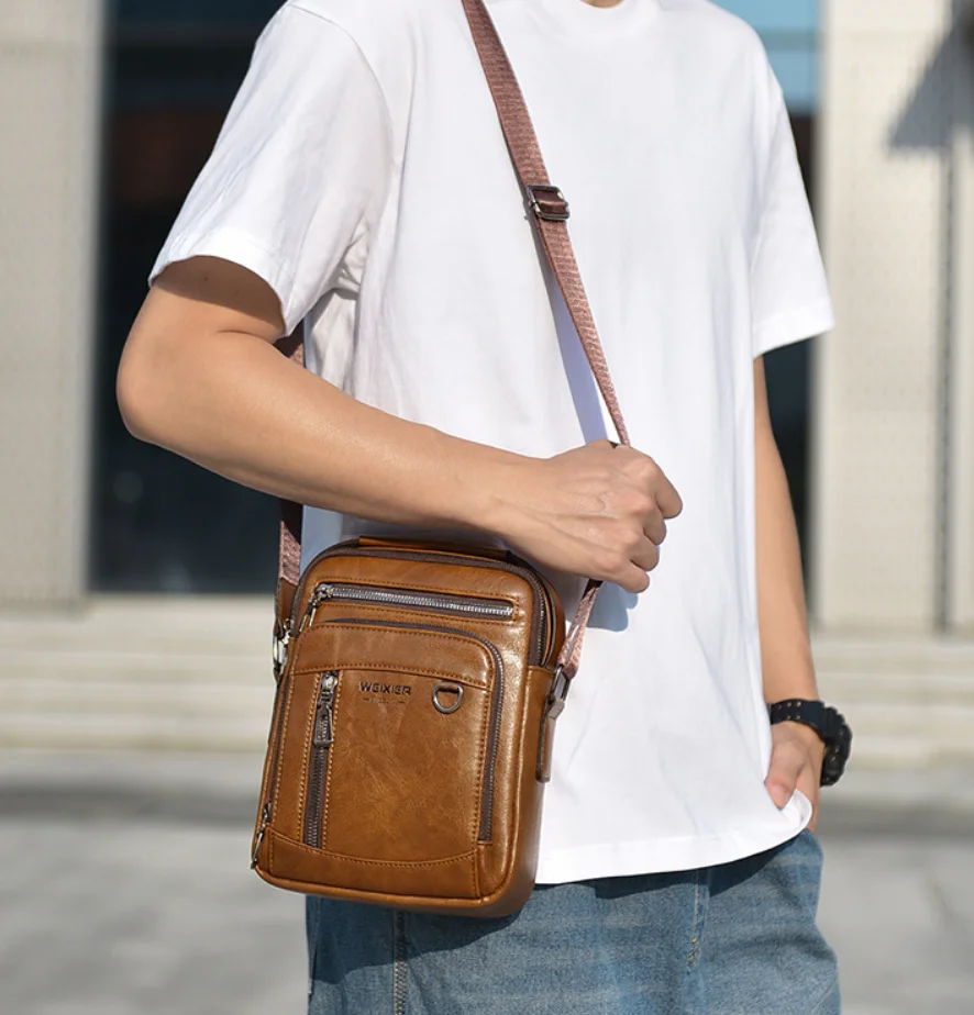 

Brand Men Shoulder Bag for 9.7"iPad Men PU Leather Men Crossbody Bags Business Male Solid Messenger bag Travel BAG Men's Handbag