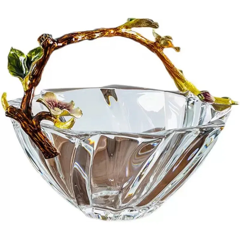 

Enamel colored glass fruit plate