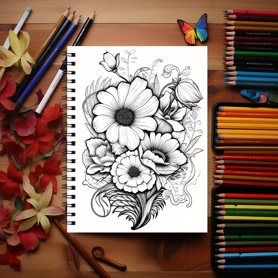 Verdure Coloring Book 8.3 X 11.2 Inches 22 Pages - Stress Relief And Positive Thinking Emotions Coloring Book Suitable
