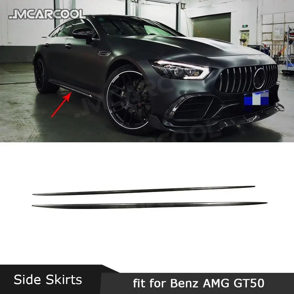 

Side Skirts Aprons For Mercedes Benz AMG GT50 GT53 GT43 2019-2023 Dry Carbon Fiber / FRP Door Bumper Trim Covers