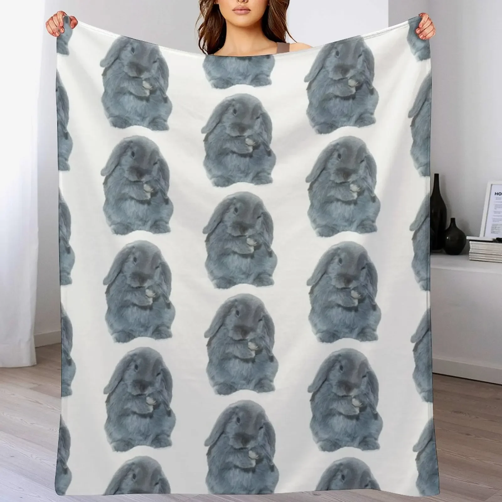 

A Grey Mini Lop Bunny Rabbit Art Throw Blanket Kid'S Heavy halloween Blankets For Baby Blankets