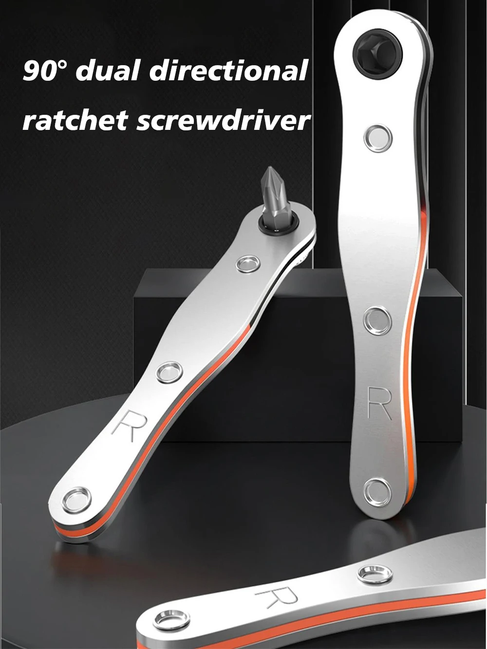 Positive and reverse ratchet screwdriver elbow wrench 90° right angle corner household magnetic suction mini replaceable head