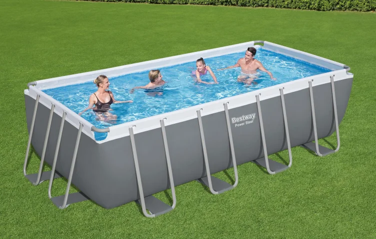 56670 Power Steel 4.88 m X 2.44 m X 1.22 m High Quality Family Outdoor Rectangle Steel Frame Above Ground Swimming Pool