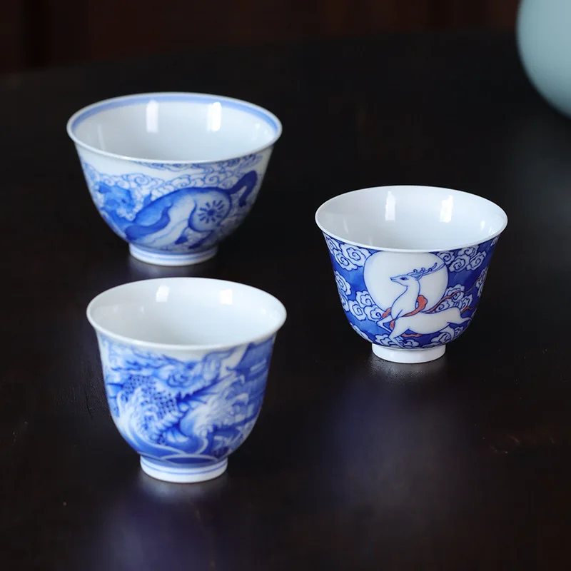 

High Quality Hand Painted Blue and White Cup Chinese Jingdezhen Ceramic Personal Handmade Underglaze Color Tea Single