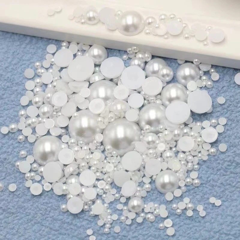 2-16mm Halbrunde ABS-Imitationsperlen, flache Acrylperlen für DIY-Bastelarbeiten, Nagelkunst, Ornamente, Kleidungszubehör – Detail 7