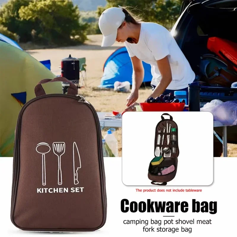Portable Cookware Storage Bag Camping Tableware Storage Bag Outdoor Picnic Travel Cooking Utensil Organizer Pouch Durable Pouch