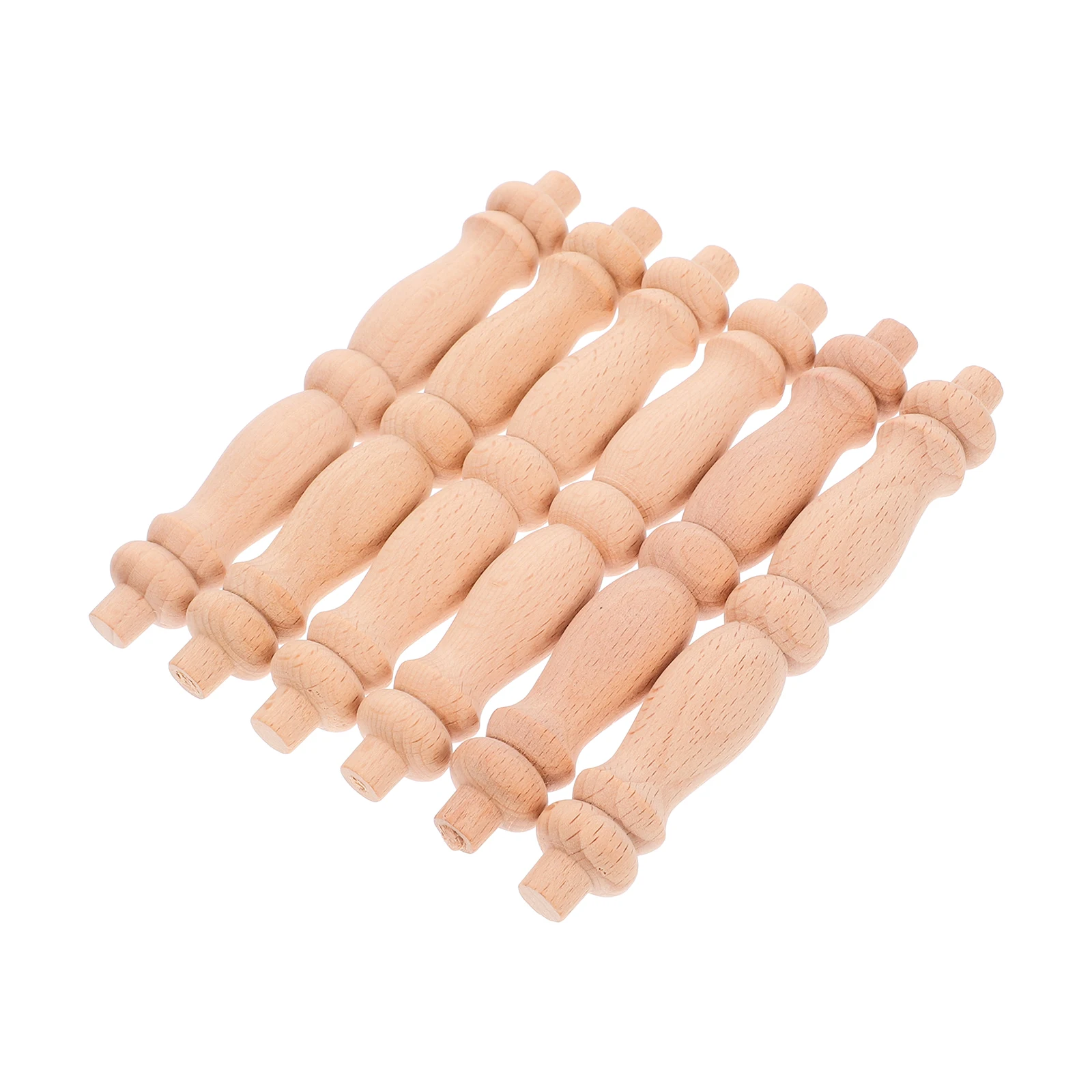 

6pcs Solid Wood Cabinet Fence Spindles Stair Balusters Deck Decorative Craft Unfinished Wooden Spindles for Furniture