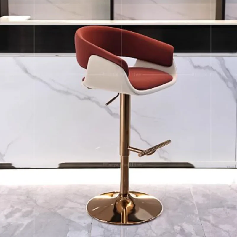 Quality Leather Bar Chairs Nordic Brown Trendy Modern Design Bar Chairs Living Room Swivel Taburete Cocina House Accessories