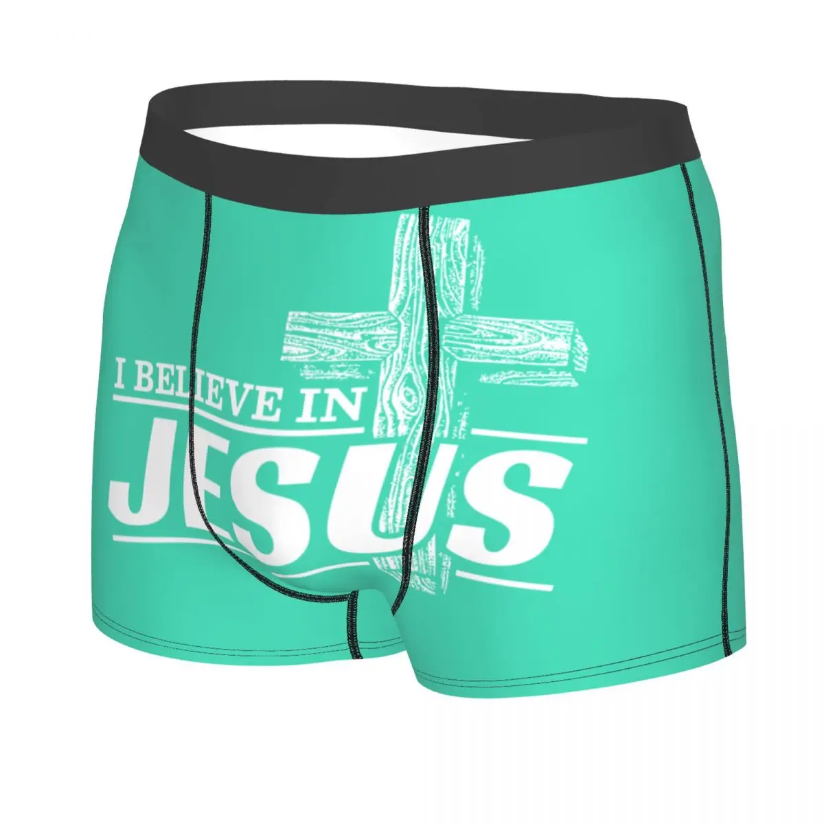 Custom I Believe In Jesus Christ Underwear Male Printed Cristianity Faith Boxer Shorts Panties Briefs Soft Underpants