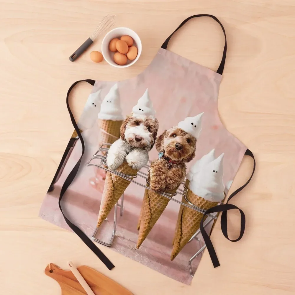 

Cute Labradoodle Puppy Dog Ice-cream cones Apron Household Items Useful Costume Waiter For Cooking kitchen and home Apron