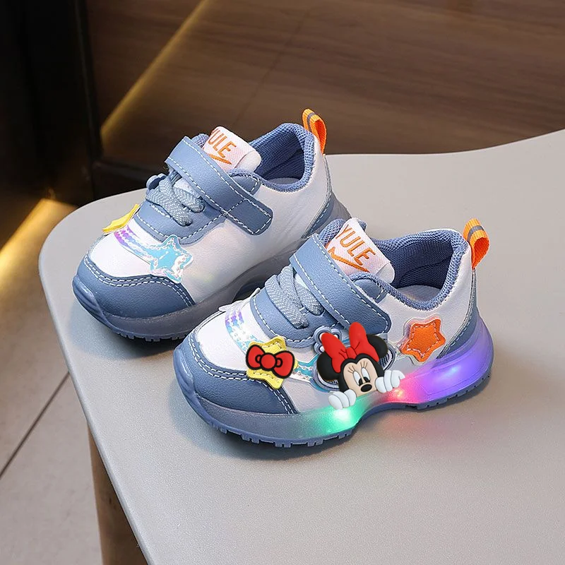 

Kids Sneakers Disney Mickey mouse spring and fall new boys pu casual shoes soft-soled toddler shoes girls light up first walkers