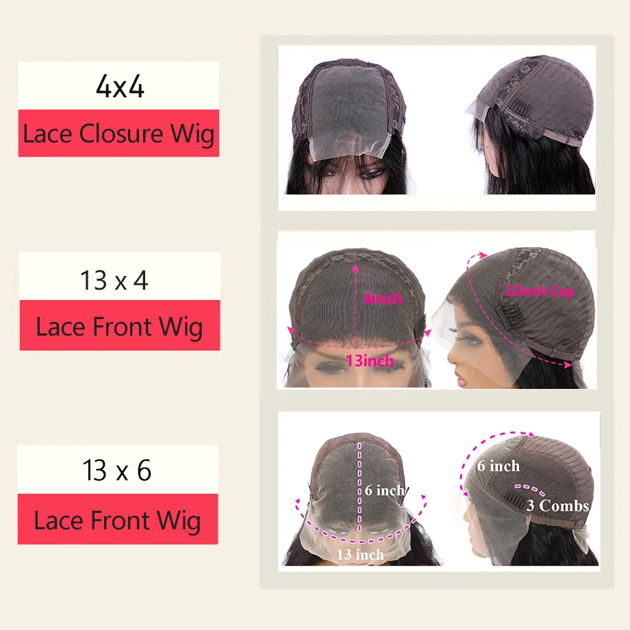 Body Wave 13x4 Wig rambut manusia Lace depan 180% 13x6 HD Wig Lace Frontal untuk wanita Wig penutupan 6X4 bergelombang India 38 inci MYLOCKME