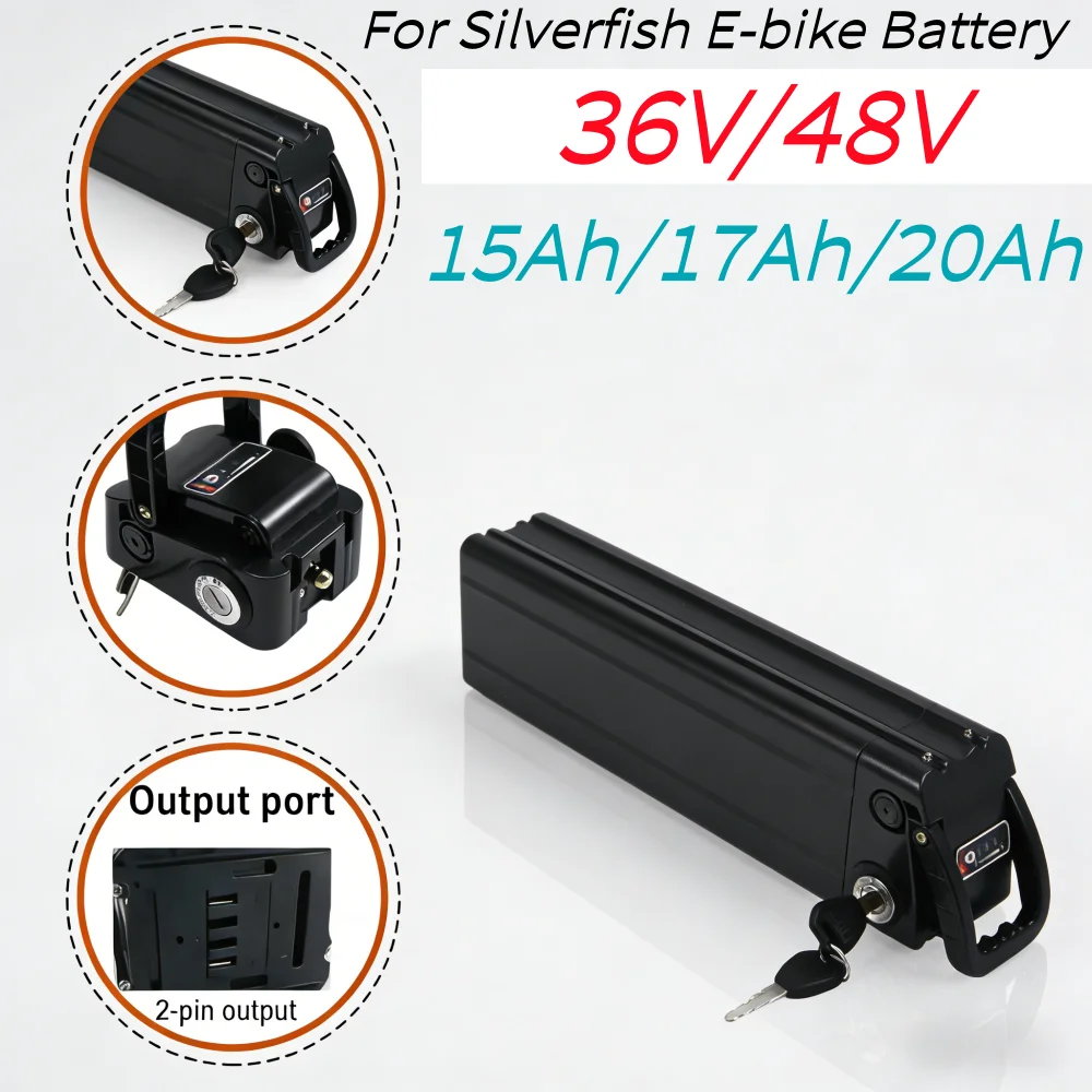 36V/48V 15Ah 17Ah 20Ah Battery 18650 Lithium Rechargeable Battery Built-in Bms for Silverfish 200W-1000W Bafang Motor Kit.