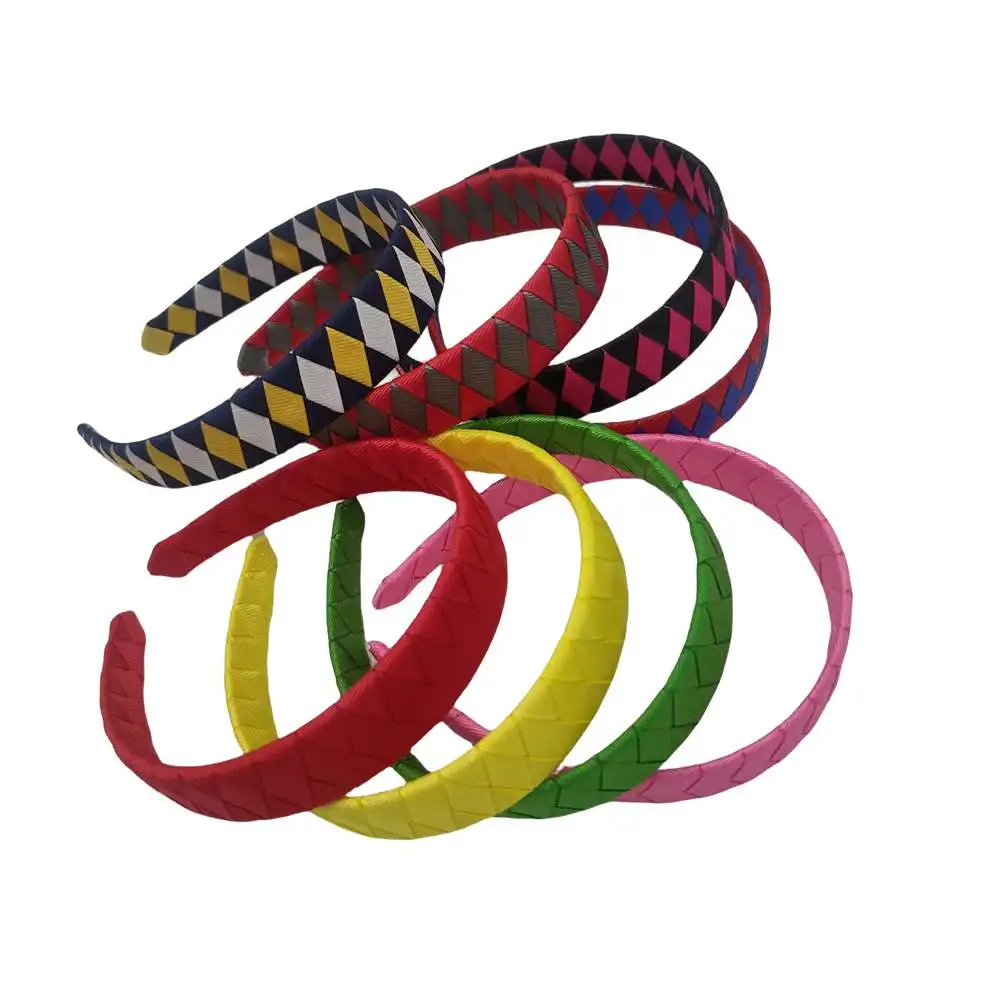 

Woven Headband Ribbon Hair Band Hoop Clasp Handmade Knitting Plaid Pattern For Women Girl Lady Sports Wash The Face Headwear