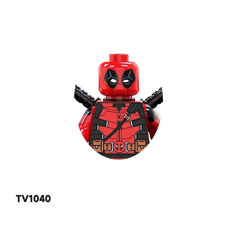 HEROCROSS TV6205 blok bangunan pahlawan Action Figure Anime Deadpool boneka tak beraturan gambar Puzzle mainan rakitan bata mainan anak-anak