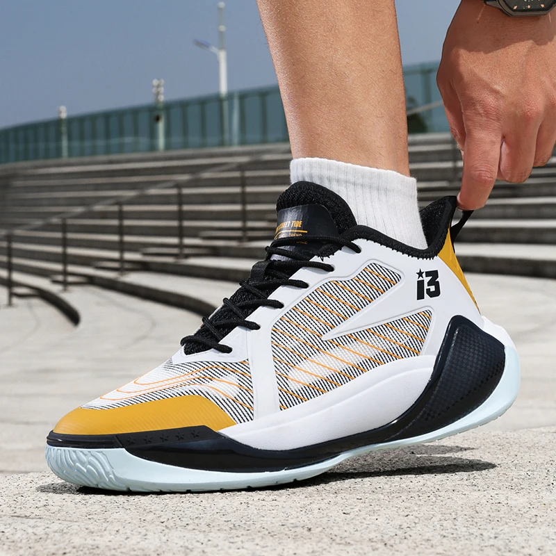

Mens Basketball Shoes Cushioning Lightweight Stable Sneakers Anti-slip Breathable Wear-resistant Student Sports Shoes