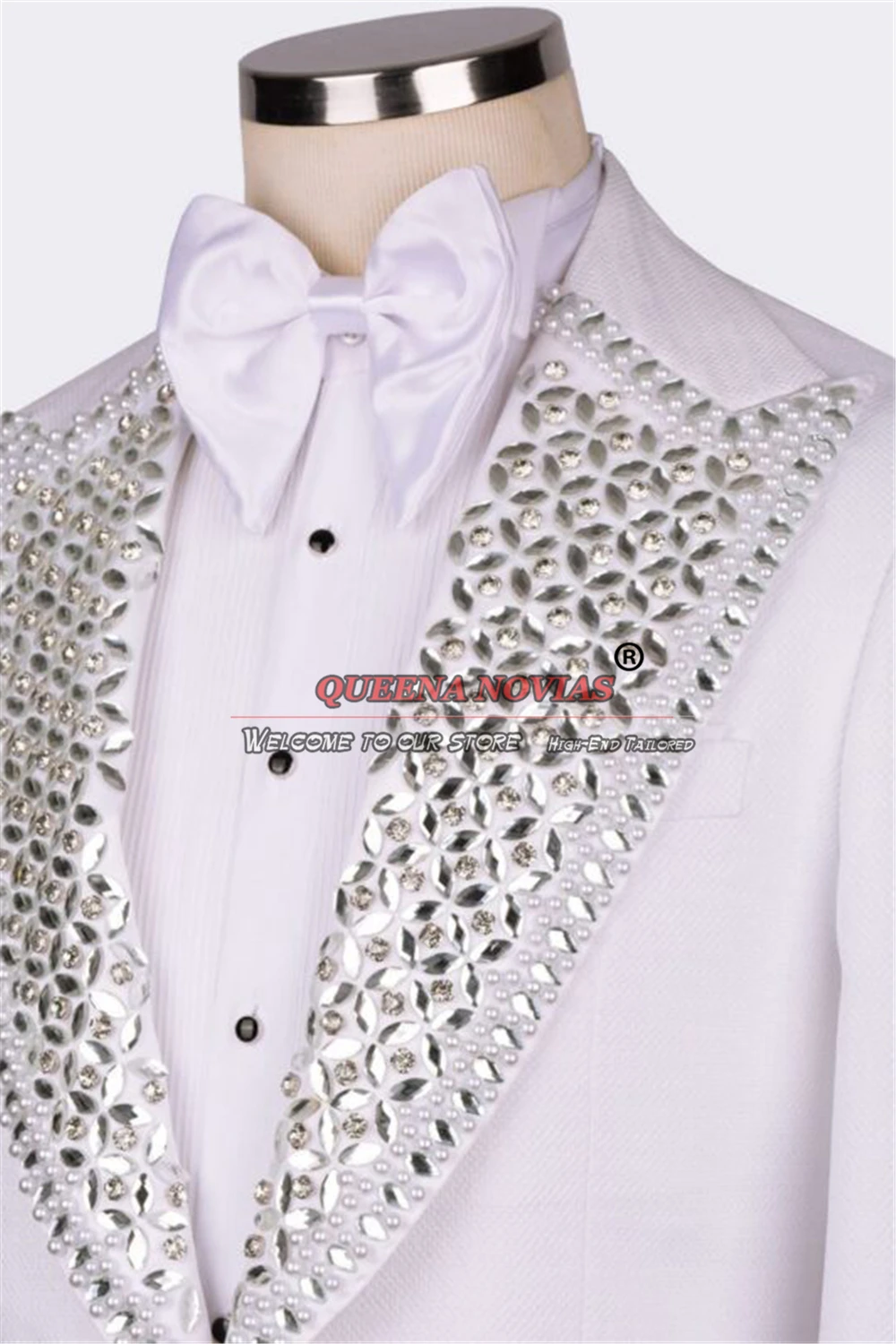 Smoking masculino de cristal de luxo com lapela, roupas formais para casamento, sob medida, moda masculina, vestido de baile, noivo, 2 peças