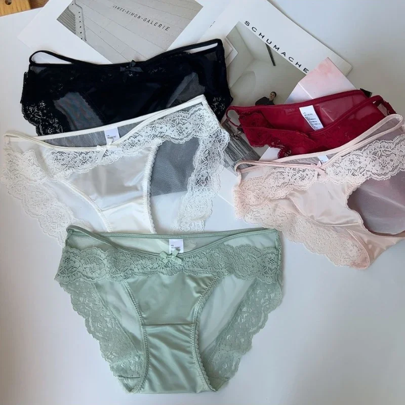 

SP & CITY романтические кружевные сексуальные женские трусы с низкой талией, сетчатые прозрачные трусики, тонкие хлопковые дышащие трусы с промежностью