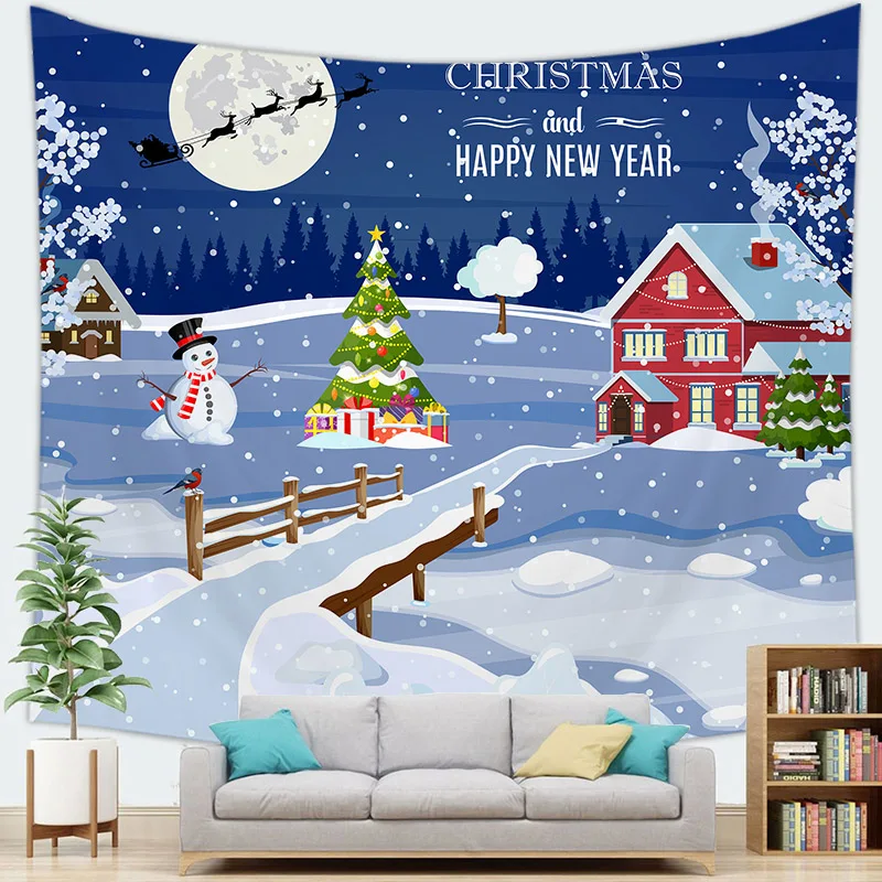 Merry Christmas Tapestry Wall Hanging Cartoon Santa Claus Christmas Tapestry Wall Hanging Home Decoration Christmas Tapestry