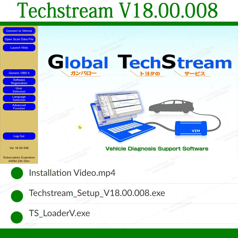 For TOYOTA TIS Techstream 18.00.008 Software CD Latest 8/2022 Diagnostic Tools Used in MINIVCI MINI VCI OTC Devices Car Repair