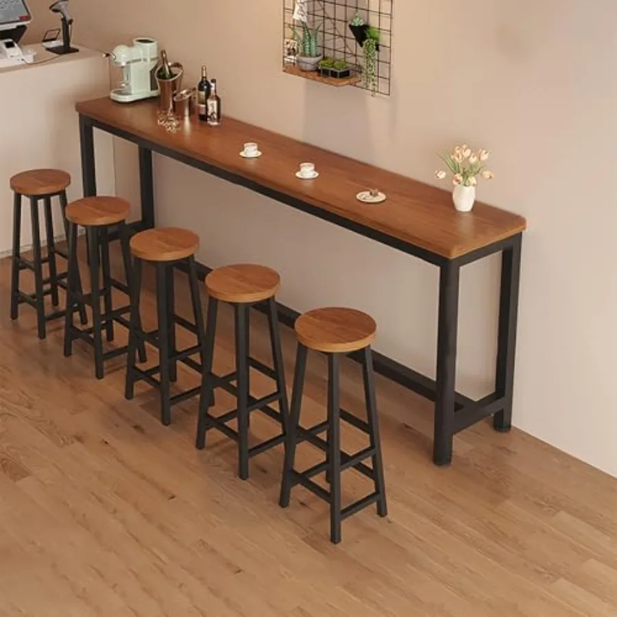 

Narrow Long Table Set with Chairs - Space-Saving Kitchen Island Pub Table for Small Spaces, Modern Cafe and Dining Room Furnitu