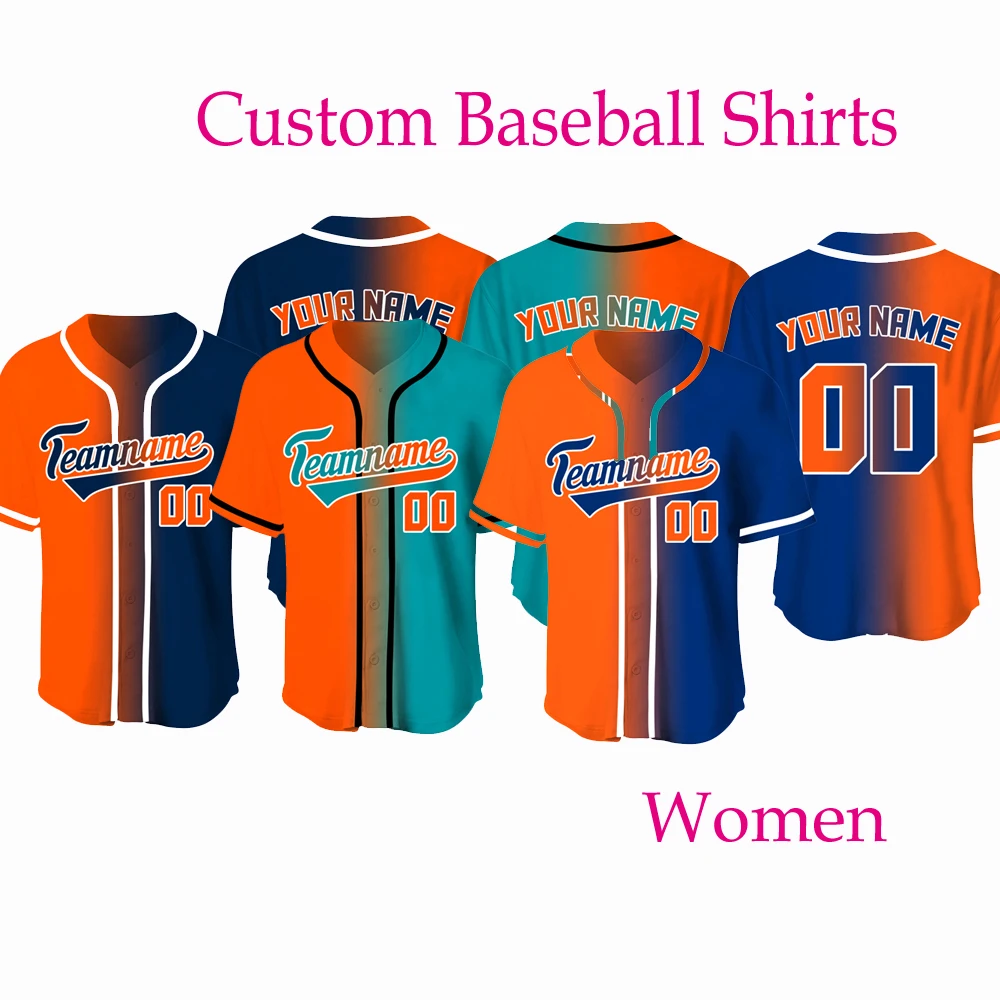 Custom Baseball Shirts Women Sportwear Team Game Jersey Loose Blouse Breathable Cool Quick Dry Tshirt Fitness Training T-shirt