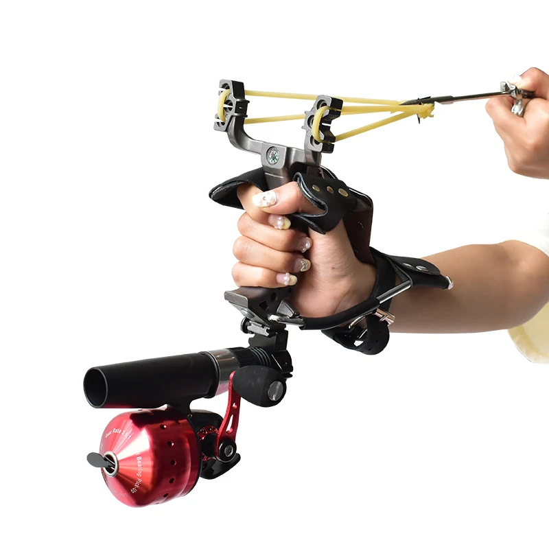 Slingshot Hunting Package With Fishing Wheel Shooting Fish Package Outdoor Fishing Powerful Wrist Support Slingshot