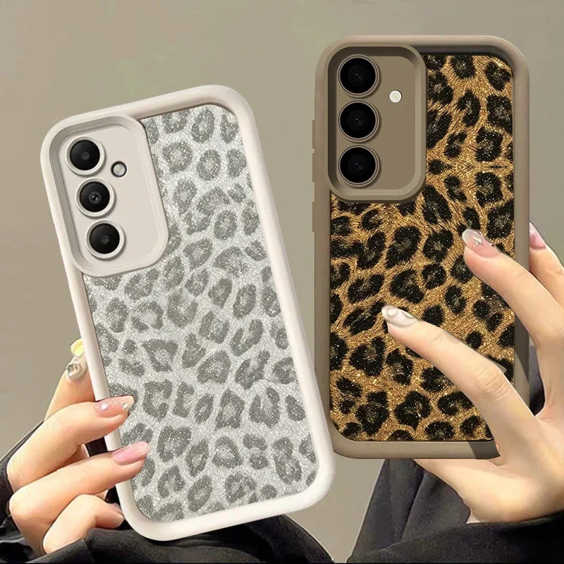 Leopard Print Matte TPU Case For Samsung Galaxy A57 A17 A37 A27 A56 A55 A36 A26 A16 A15 A06 A07 A54 A53 A35 A34 A52 A23 A24 A05S