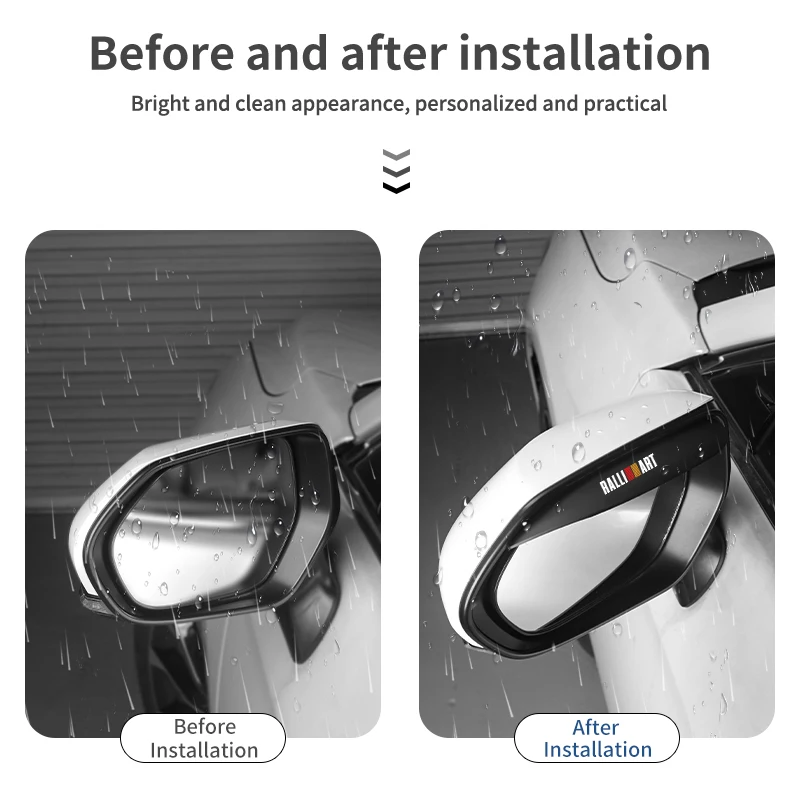 2 قطعة سيارة الرؤية الخلفية ألياف الكربون مرآة المطر الحاجب مرآة السيارة اكسسوارات لميتسوبيشي Ralliart لانسر EX أوتلاندر ASX Evo X #5