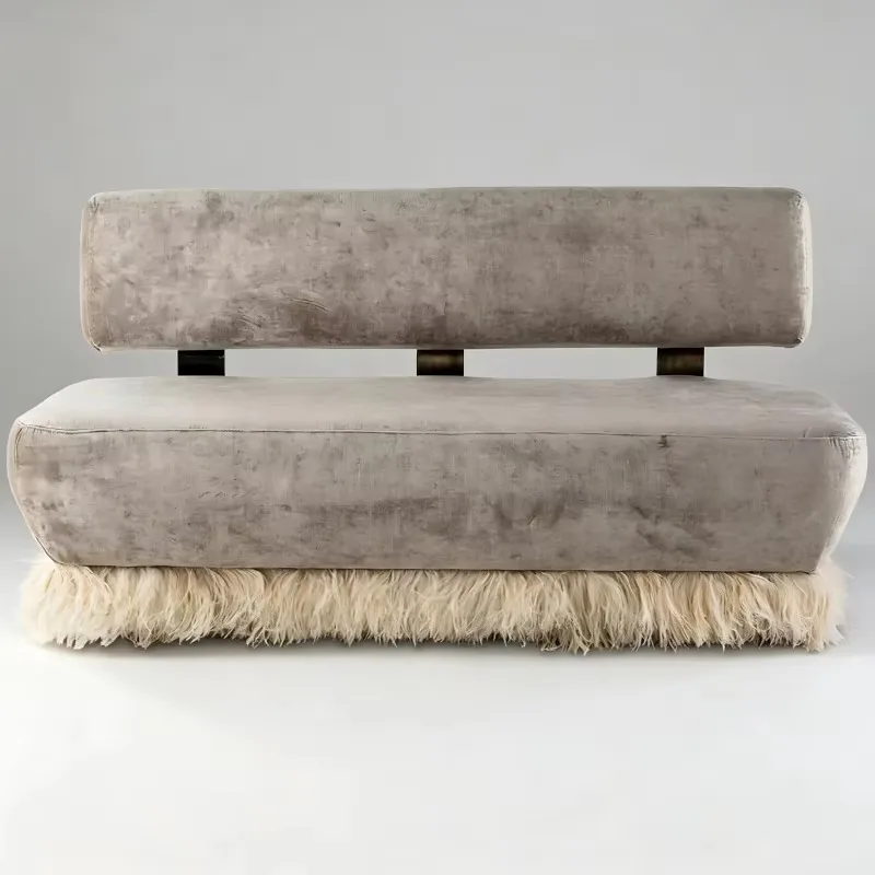 Padded velvet sofa for living room and villa two-seater stainless steel frame