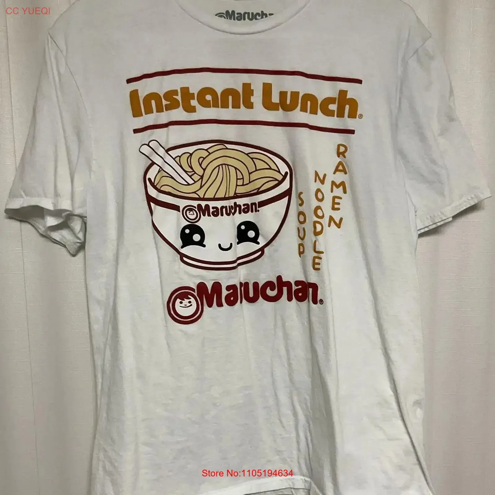 Maruchan T Shirt Mens Large Ramen Instant Lunch White 2459 vintage Washed fashion Slightly Soft Breathable Unisex Casual