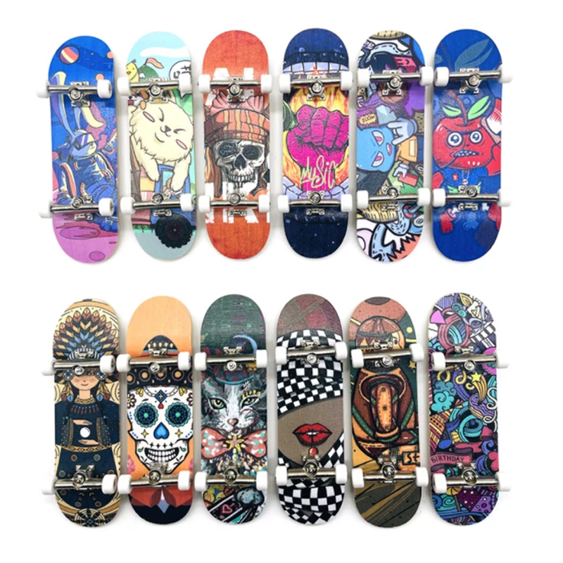 Boys Mini Finger Skateboard Fingerboard Novelty Toys Hobbies Anti stress Sensory Puzzle Toys Children's Fun Gifts H12