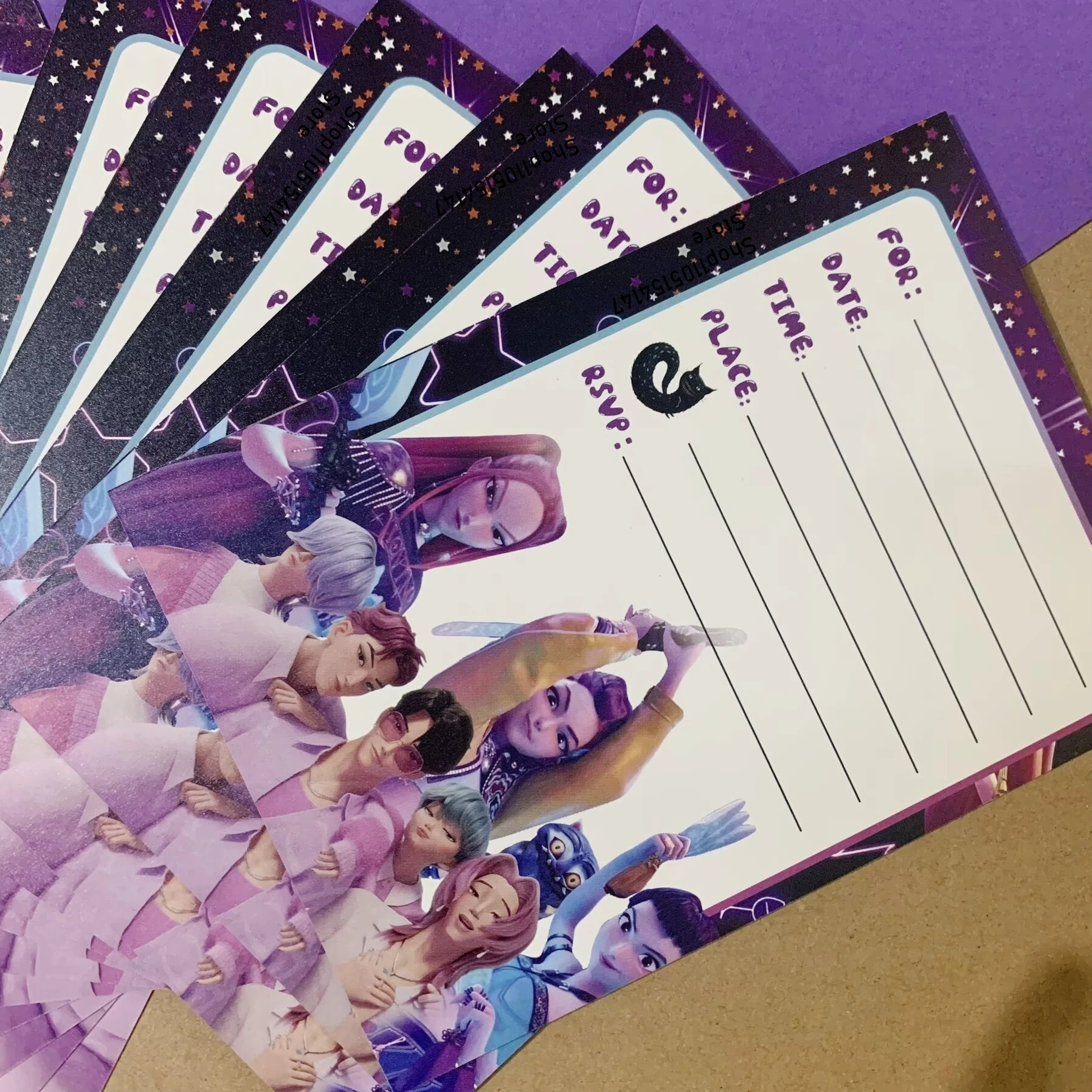 12 قطعة KPop شيطان الصيادين بطاقة دعوة حفلة أنيمي الاطفال عيد ميلاد بطاقات المعايدة صفحة واحدة بطاقة دعوة الطرف الديكور #4