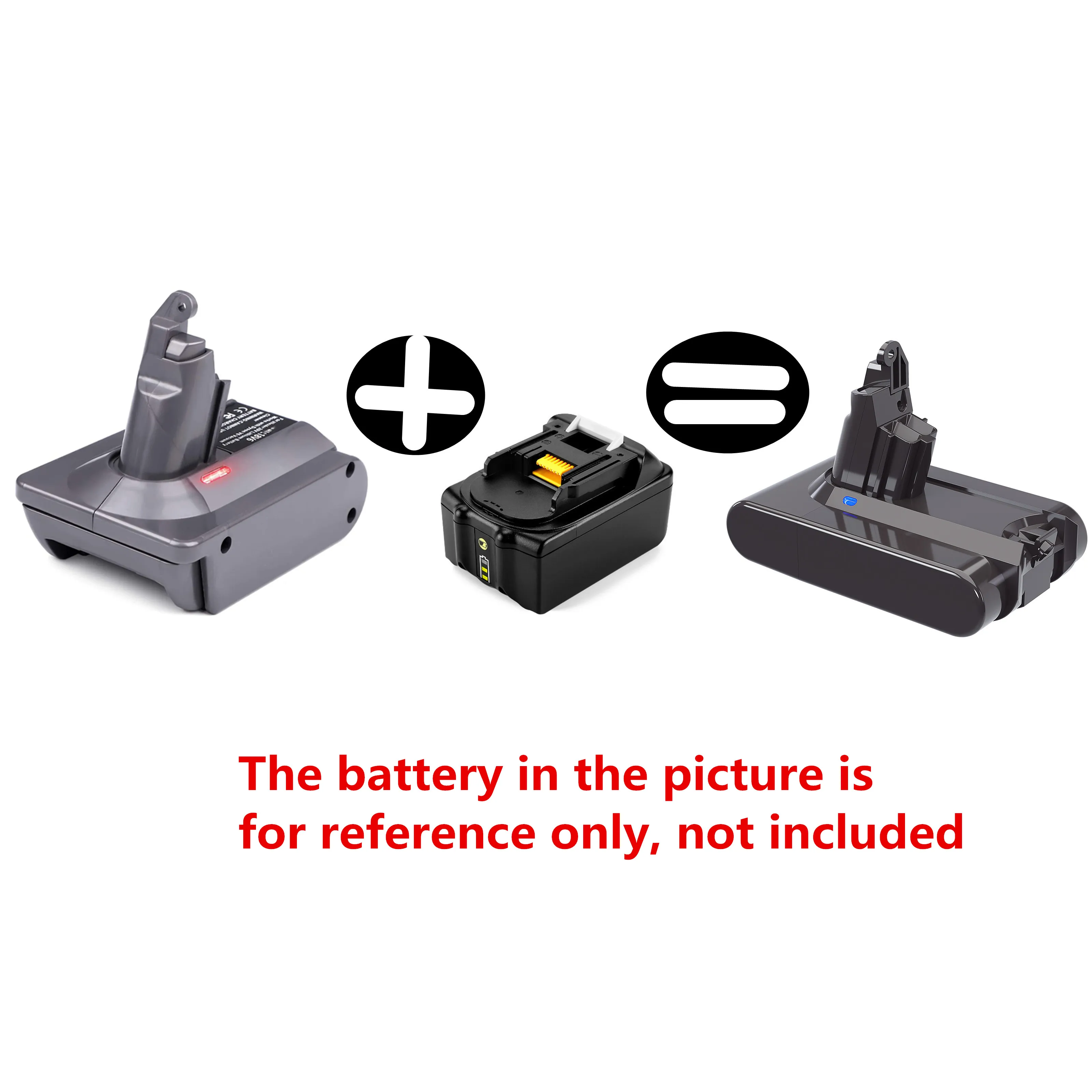 Converter Adapter for Makita 18V Li-ion Battery BL1830 BL1840 BL1850 BL1860B LXT 400 Convert To For Dyson V6 DC61 DC62 DC58 DC59 - view 2