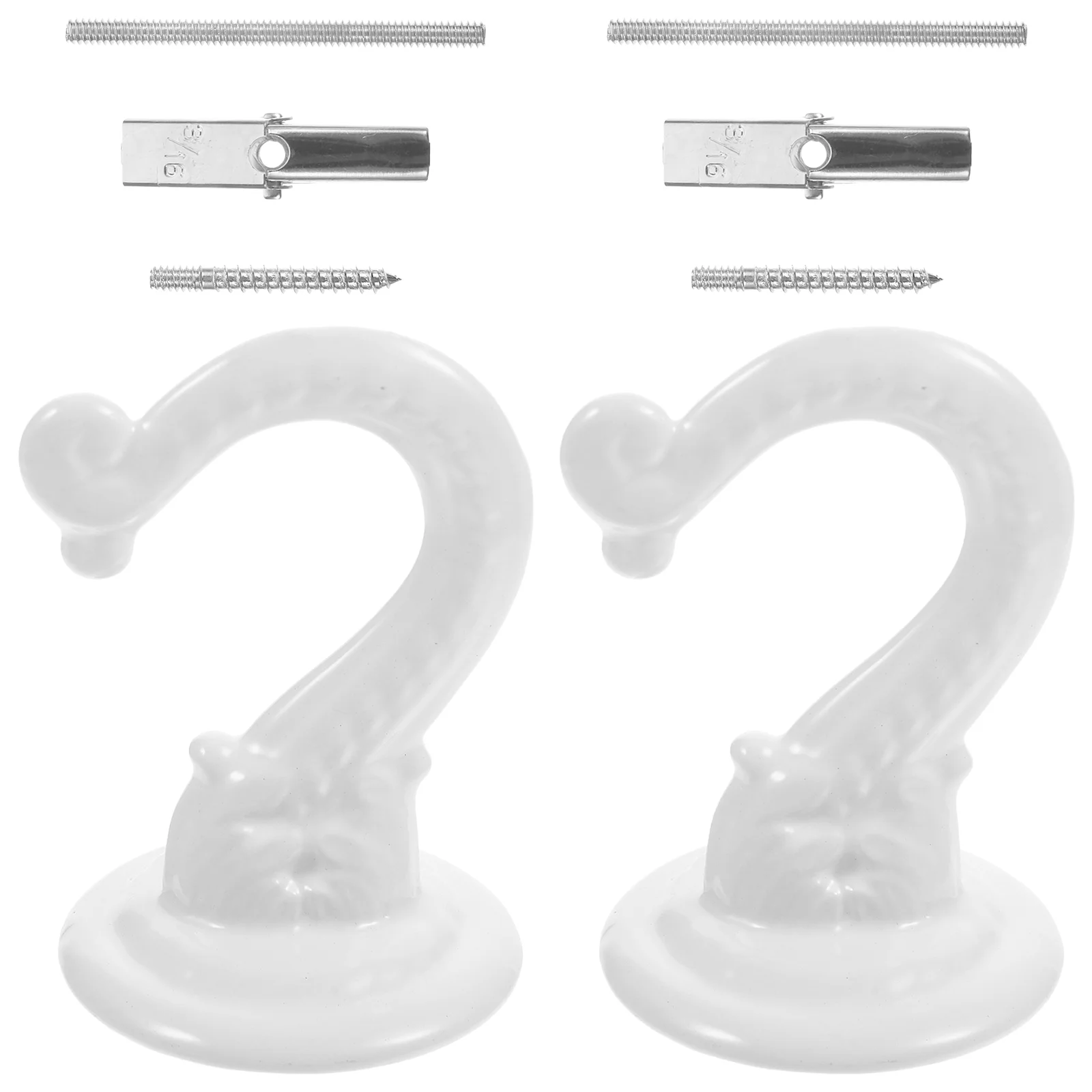 아연 합금 유럽식 심플 캐비닛 옷장 코트, 수건 모자, 주방 차고, 정원 천장 더블 후크, 블랙, 2 세트, 5 개