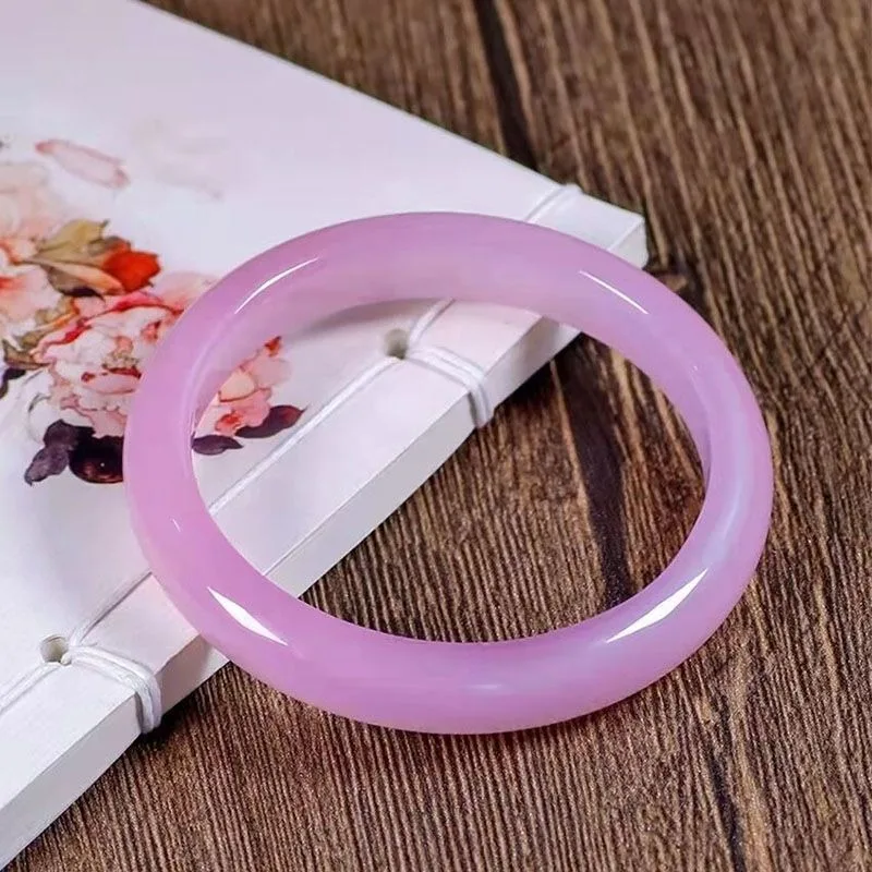 

Natural Ice Pink Flat Chalcedony Agate Bracelet, Classic