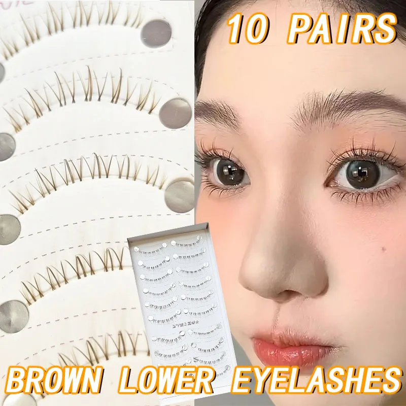 

Brown/Black 6mm False Eyelashes Natural Bare Makeup Lower Eyelash DIY Transparent Stem 10 pairs Manga Eyelash Extension Reusable