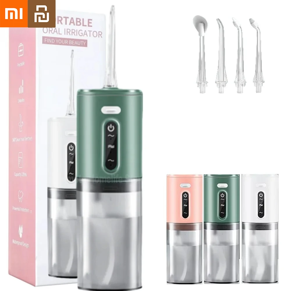 

Стоматологический ирригатор для полости рта Xiaomi, 5 насадок, портативный стоматологический ирригатор для воды, перезаряжаемый через USB, 280 мл, трехчастотный импульс, очиститель зубов