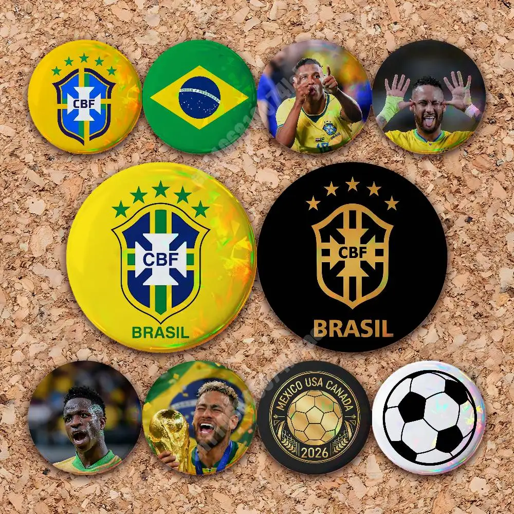 Brazil Football 2026 Soccer Button Badge Set (2 PCS)