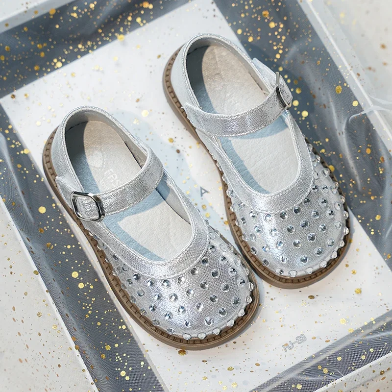 

2025 Children Leather Shoes for Girls Autumn New Fashion Korean Style Soft Bottom Anti-slippery Versatile Princess Dress Shoes