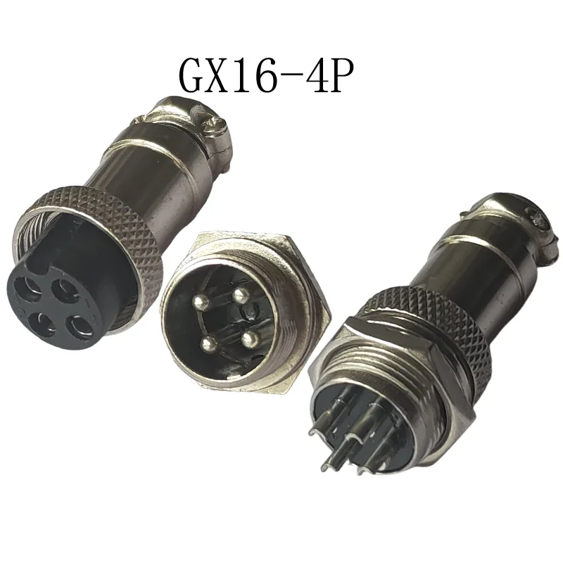 1PC 16mm 4Pin Aviation Socket Male Plug Female Connector 125V 5A Metal Wire Circular Socket Contact Hole Dia.2.45 Waterproof Cap