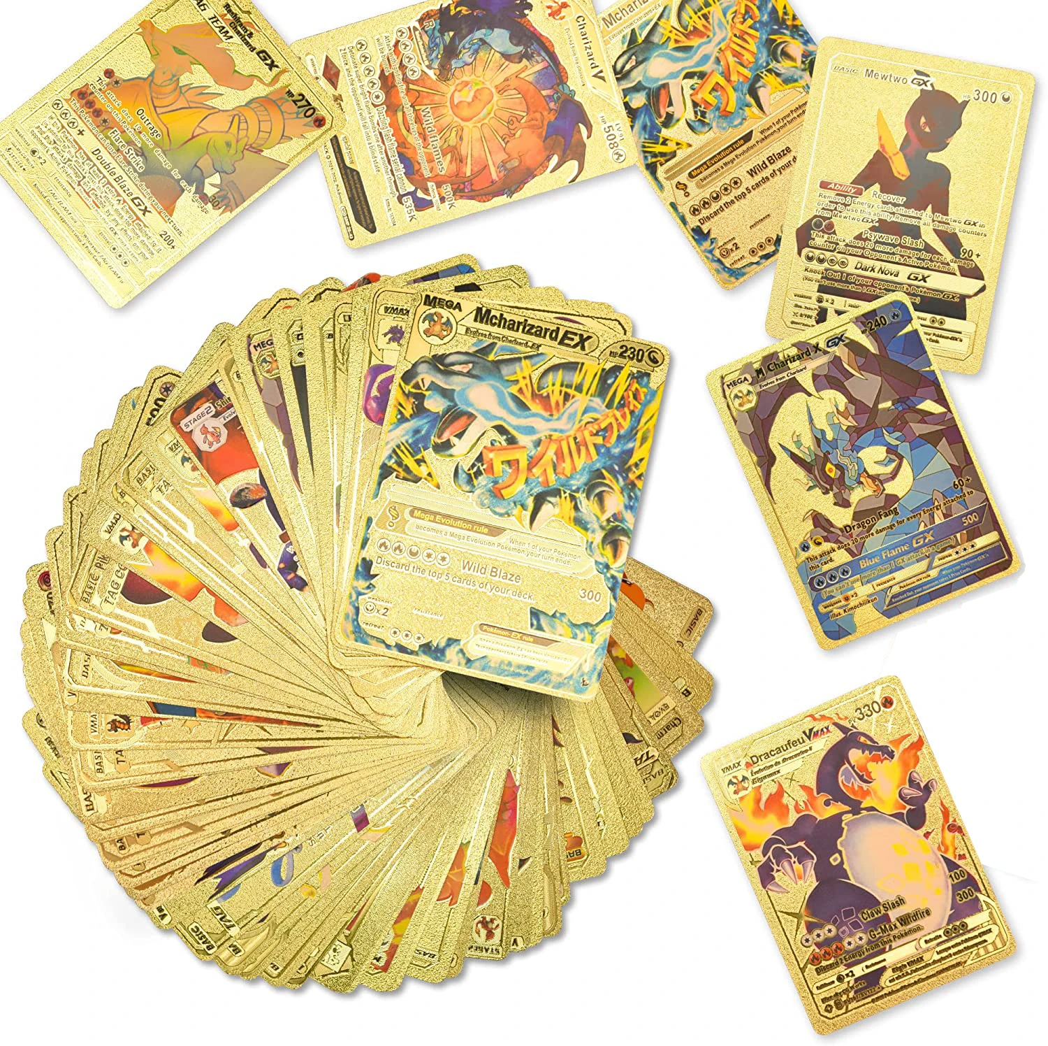 Carte Pokémon sans anticorps, cartes de combat, cadeau de collection rare, anglais, espagnol, français, allemand, or, VAMX, GX, Pikachu, Charizard,