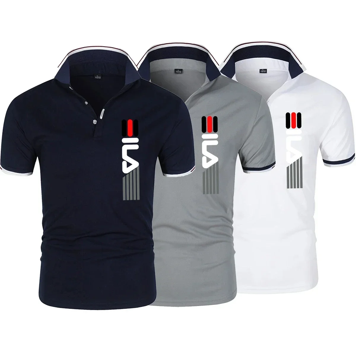 

2025 Men's summer printed lapel anti-pilling quality breathable Polo shirt business short sleeve casual fashion slim T-shirt