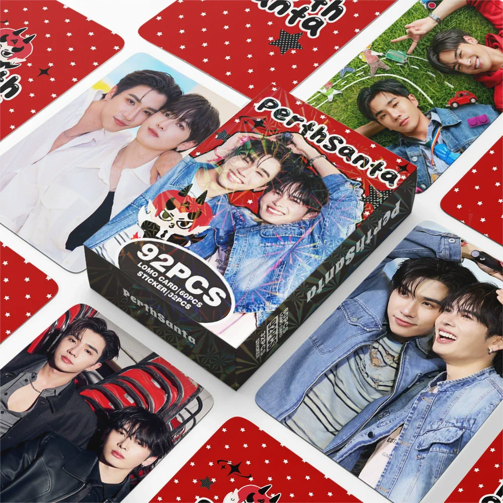 92Pcs/Set AouBoom BounPrem AuauSave Thai Star Drama CP Laser Lomo Holographic Photo Cards with Bonus Stickers Collectible Decks image 6