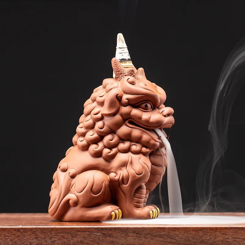 Ceramic Fortune Chopsticks Incense Burner Indoor Fine Zisha Backflow Incense KIRIN Home Decoration Creative Opening Gift