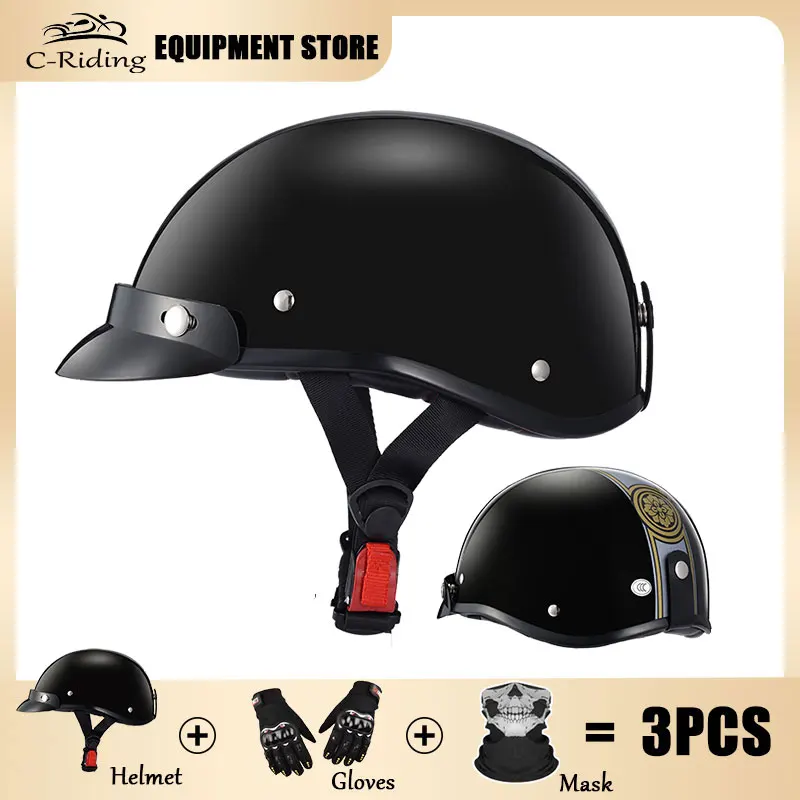 Retro Motorcycle Open Face Helmet Four Seasons Helmet Half Face Motorbike Crash Helmet Motorcycle Helmet Woman Men Motorrad Helm