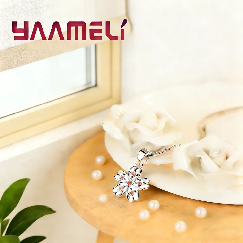 Women Birthday Party Best Gift Flower Pendant Necklace For Sale 925 Sterling Silver Luxury Beautiful Jewelry Necklaces