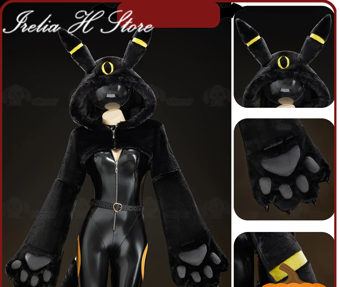 

Irelia H Store Eeveelution Cosplay Costume Women Sexy Cute Leather Jumpsuit Tail Suit Bunny Girl Uniform Halloween Carnival Role